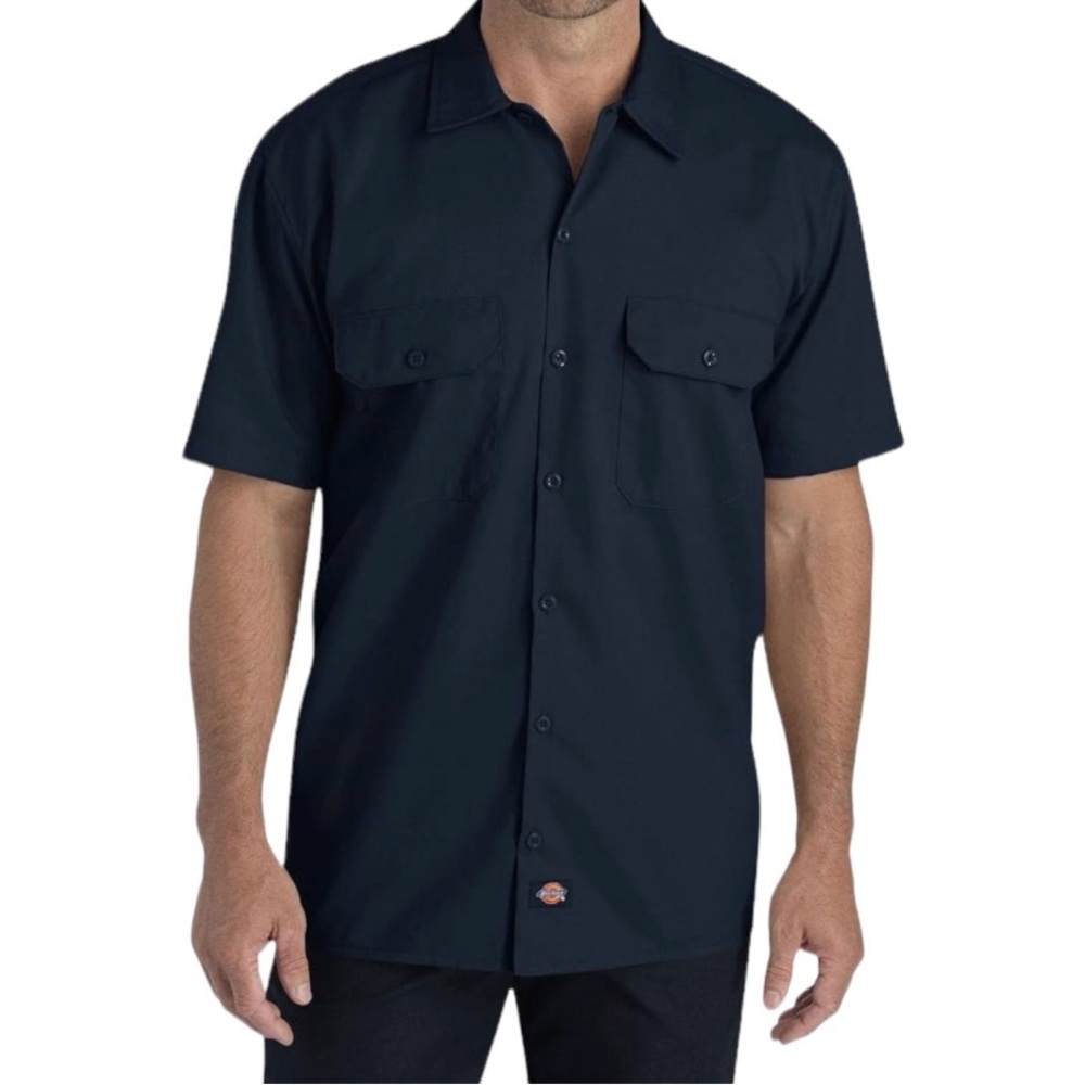 Dixie’s men’s short sleeve flex twill work shirt dark blue NWOT